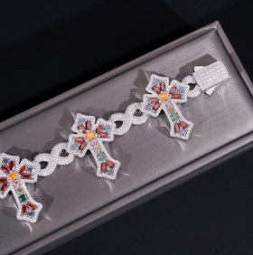 Color VVS Moissanite Baguette Cross Bracelet – Real Ice, Real Silver, Zero Compromise (GRA Certified)